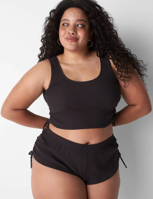 Sleep Separates^Lane Bryant Rib Ruched-Side Short Black