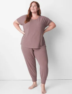 Sleep Separates^Lane Bryant Rib Short-Sleeve Top Deep Taupe