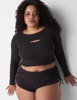 Sleep Separates^Lane Bryant Rib Shrug Top Black