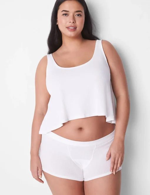 Sleep Separates^Lane Bryant Rib Swing Crop Tank Bright White