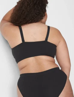 Sleep Separates^Lane Bryant Rib Triangle Longline Bralette Black