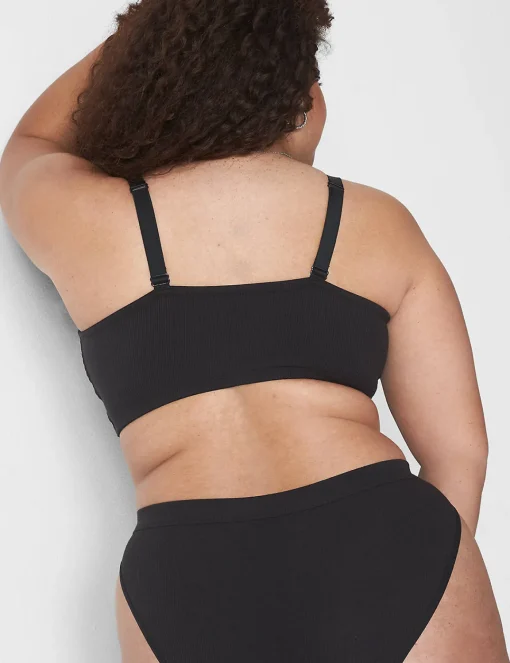 Sleep Separates^Lane Bryant Rib Triangle Longline Bralette Black