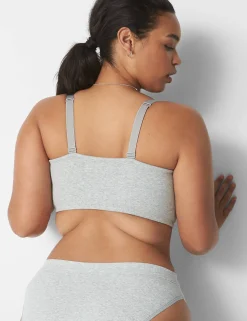 No-Wire Bras And Bralettes^Lane Bryant Rib Triangle Longline Bralette Light Heather Gray