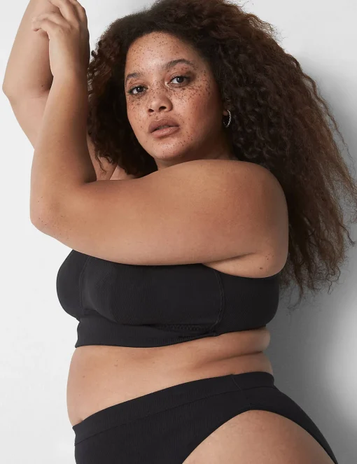 Sleep Separates^Lane Bryant Rib Triangle Longline Bralette Black