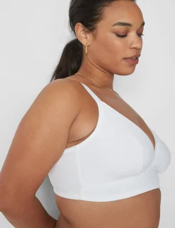 No-Wire Bras And Bralettes^Lane Bryant Rib Triangle Longline Bralette Bright White