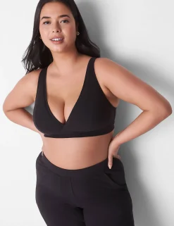 No-Wire Bras And Bralettes^Lane Bryant Rib Unlined High Apex Bralette Black