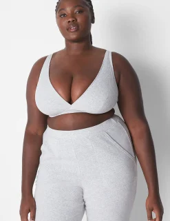 No-Wire Bras And Bralettes^Lane Bryant Rib Unlined High Apex Bralette Light Heather Gray