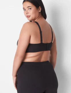 No-Wire Bras And Bralettes^Lane Bryant Rib Unlined High Apex Bralette Black