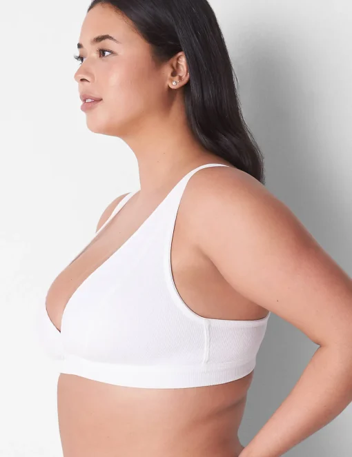 Sleep Separates^Lane Bryant Rib Unlined High Apex Bralette Bright White
