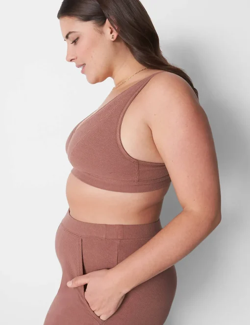 No-Wire Bras And Bralettes^Lane Bryant Rib Unlined High Apex Bralette Myristica