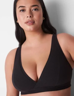 Sleep Separates^Lane Bryant Rib Unlined High Apex Bralette Black