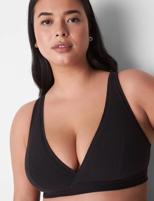 Sleep Separates^Lane Bryant Rib Unlined High Apex Bralette Black