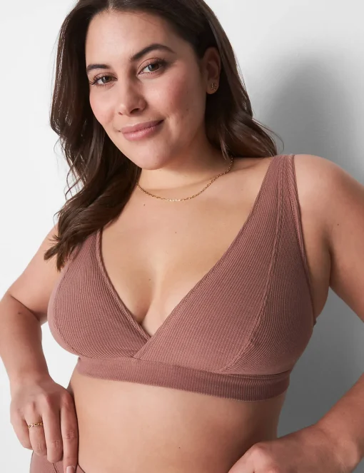 No-Wire Bras And Bralettes^Lane Bryant Rib Unlined High Apex Bralette Myristica