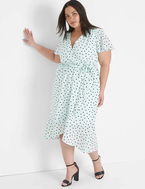 Maxi & Midi^Lane Bryant Ruffle-Hem High-Low Midi Dress Dot