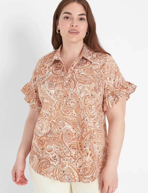 Shirts & Blouses^Lane Bryant Ruffle-Sleeve Button-Down Top Windmark Paisley