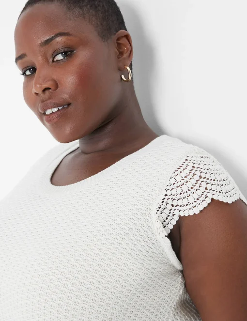 Sheath^Lane Bryant Ruffle-Sleeve Shift Sweater Midi Dress Birch