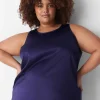 Sleep Separates^Lane Bryant Satin & Drapey Rib Sleep Tank Navy