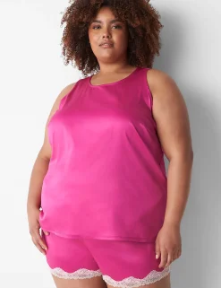 Sleep Separates^Lane Bryant Satin Lace-Trim Sleep Short Rose Violet