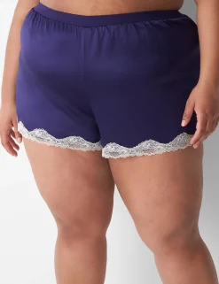 Sleep Separates^Lane Bryant Satin Lace-Trim Sleep Short Navy