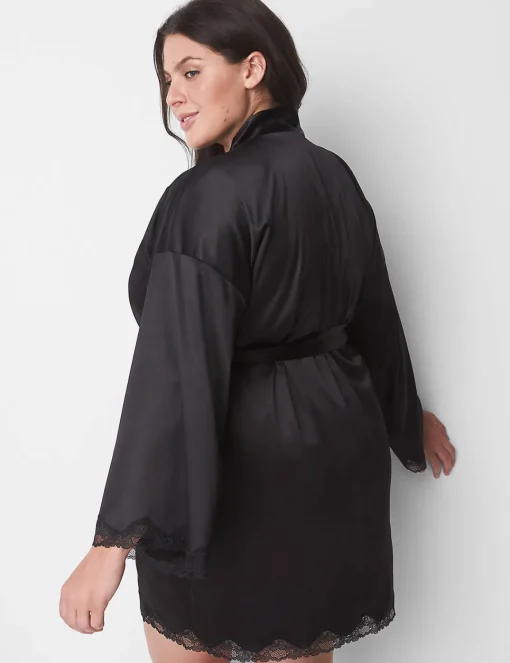 Robes^Lane Bryant Satin Robe Black