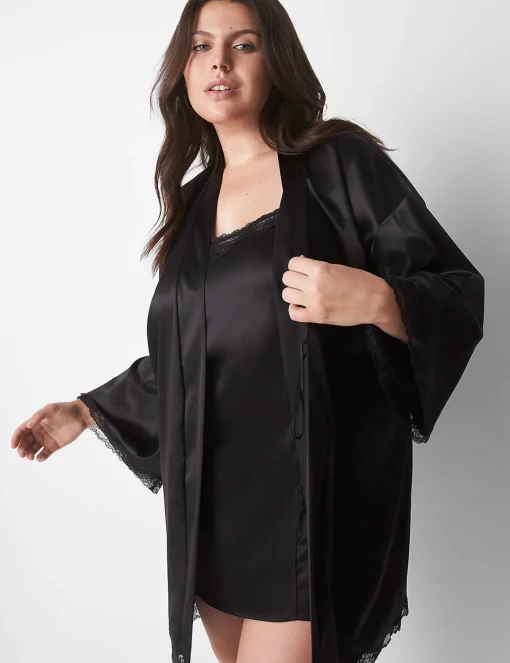 Robes^Lane Bryant Satin Robe Black