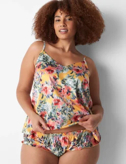 Sleep Separates^Lane Bryant Satin Ruffle Sleep Hipster Bright Gardens