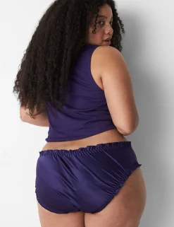 Sleep Separates^Lane Bryant Satin Ruffle Sleep Hipster Navy