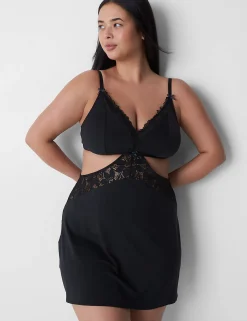 Slips & Babydolls^Lane Bryant Scallop Lace Cutout Slip Black