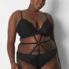 Bodysuits & Playsuits^Lane Bryant Scallop Lace No-Wire Playsuit Black