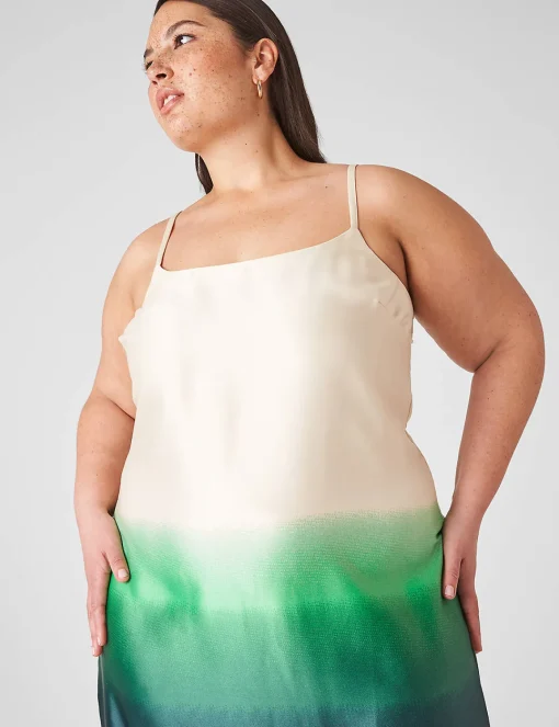 Occasion^Lane Bryant Scoop-Neck Cami Slip Dress Green Ombre
