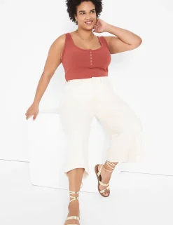 The Tee Shop^Lane Bryant Scoop-Neck Henley Tank Brandy