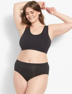 No-Wire Bras And Bralettes^Lane Bryant Scoop-Neck Seamless Bralette Black