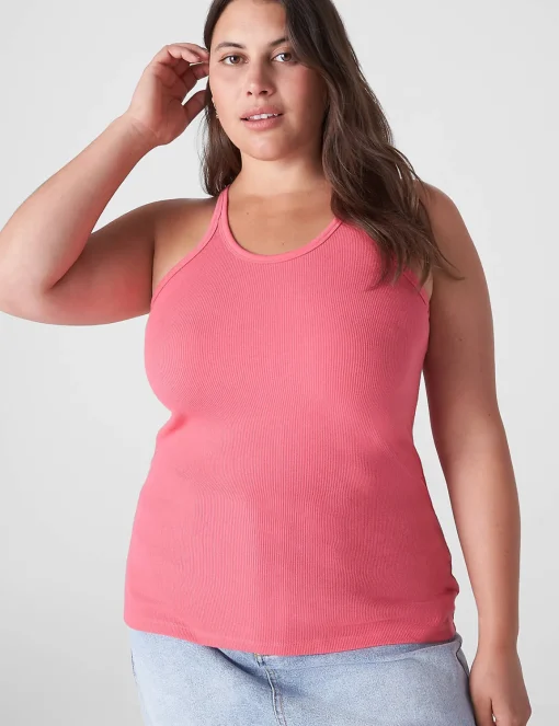Knit Tops^Lane Bryant Scoop-Neck Stitch-Detail Tank Honeysuckle