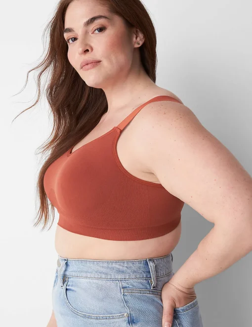 No-Wire Bras And Bralettes^Lane Bryant Seamless Strappy Tank Bralette Brandy