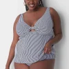 Swim Bottoms^Lane Bryant Seersucker Swim Brief Maritime Blue Seersucker