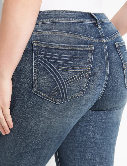 Straight Leg^Lane Bryant Seven7 Straight Jean With Back Pocket Embroidery Medium Denim