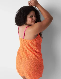 Slips & Babydolls^Lane Bryant Sheer Lace Slip Orange Clown Fish