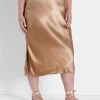 Skirts^Lane Bryant Shirttail Hem Maxi Satin Skirt Chipmunk