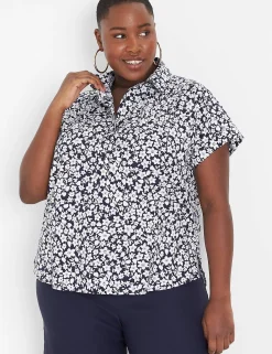 Shirts & Blouses^Lane Bryant Short-Sleeve Collared Popover Blouse Ali Floral