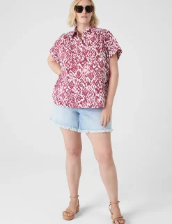 Shirts & Blouses^Lane Bryant Short-Sleeve Collared Popover Blouse Ikat Soiree