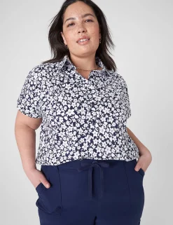 Shirts & Blouses^Lane Bryant Short-Sleeve Collared Popover Blouse Ali Floral