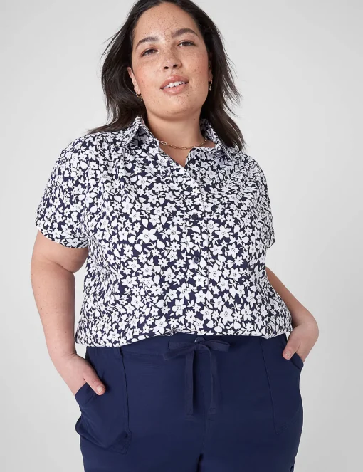 Shirts & Blouses^Lane Bryant Short-Sleeve Collared Popover Blouse Ali Floral