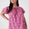 Shirts & Blouses^Lane Bryant Short-Sleeve Double-Tie Top Boho Floral