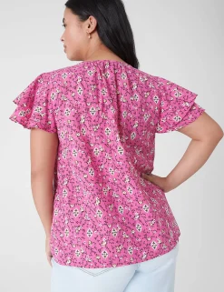 Shirts & Blouses^Lane Bryant Short-Sleeve Double-Tie Top Boho Floral