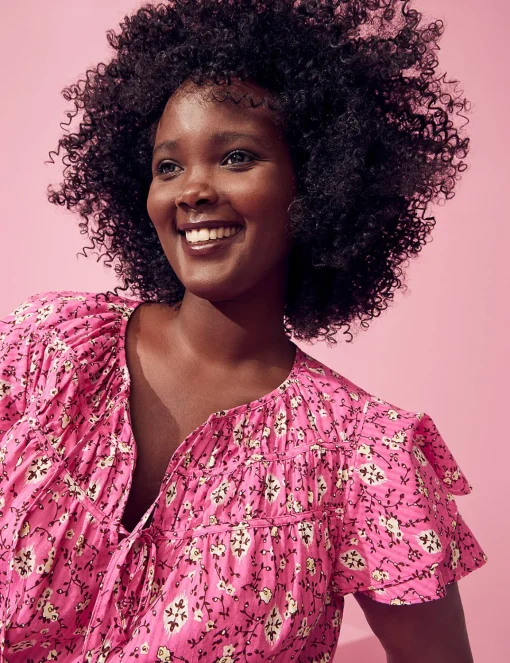 Shirts & Blouses^Lane Bryant Short-Sleeve Double-Tie Top Boho Floral