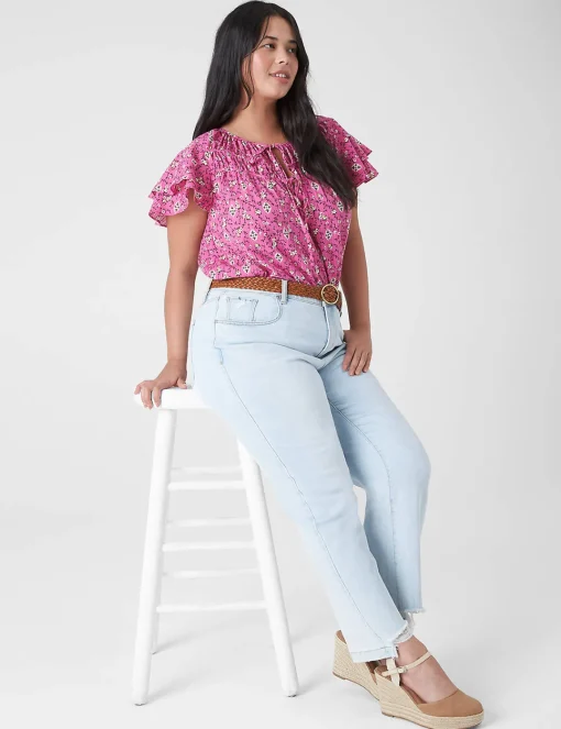 Shirts & Blouses^Lane Bryant Short-Sleeve Double-Tie Top Boho Floral