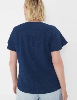 Shirts & Blouses^Lane Bryant Short-Sleeve Keyhole-Neck Indigo Top Navy
