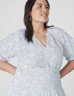 Shirts & Blouses^Lane Bryant Short-Sleeve Split-Neck Top Micro Dots