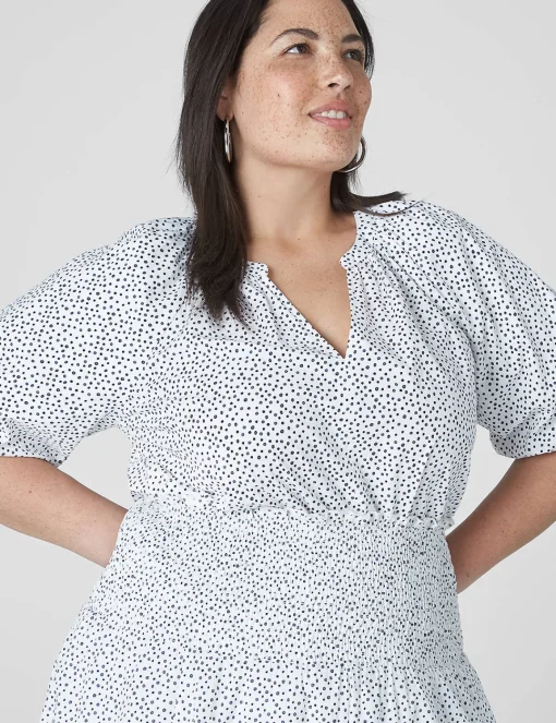 Shirts & Blouses^Lane Bryant Short-Sleeve Split-Neck Top Micro Dots