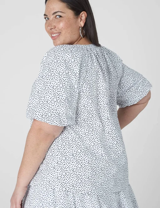 Shirts & Blouses^Lane Bryant Short-Sleeve Split-Neck Top Micro Dots